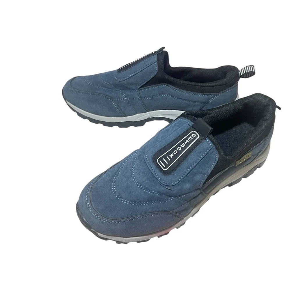 Mens Blue Suede Slip On Shoes Size 38/ US 6.5 Athletic‎ Hiking Walking Sneakers